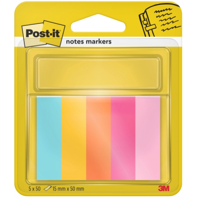 Post-It Pack de 5 Blocs de 50 Marcadores Reposicionables - Forma Rectangular - Colores Surtidos