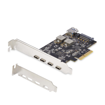 Tarjeta PCIe USB 3.2 de 5 puertos - 4x USB-C | 1x USB-A | Velocidad 10Gbps | Compatible con Windows, Mac y Linux | Hub interno
