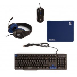 Teclado + Ratón + AURICULAR + ALFOMBRILLA SPARCO GAMING