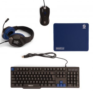 Teclado + Ratón + AURICULAR + ALFOMBRILLA SPARCO GAMING