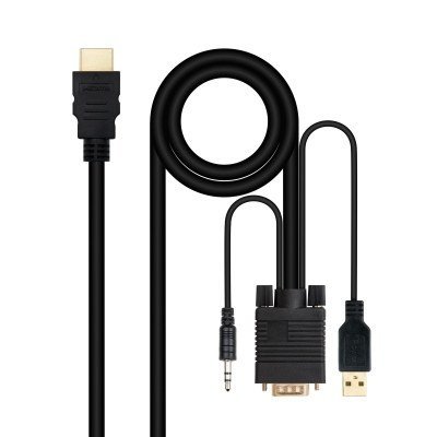 CABLE CONVERSOR HDMI A VGA+JACK3.5+USB-A 1.8 M
