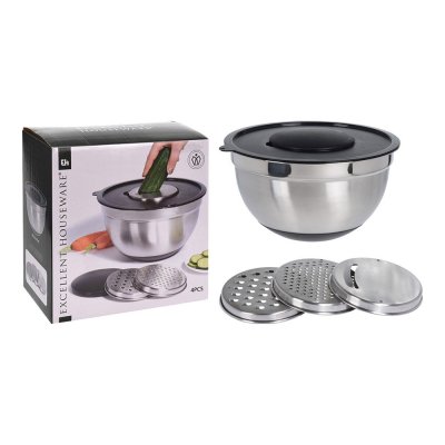 Ensaladera + 3 rallador, 25x25x14cm, a12405340. excellent houseware