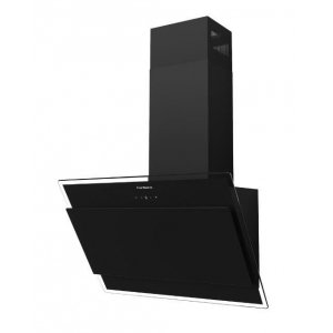 Campana decorativa de pared inclinada Corberó ONEGA675B, vertical, 60 cm, 705 m3/h, clase A, 4 velocidades, 66dB, filtro aluminio, 2 luces LED, cristal negro