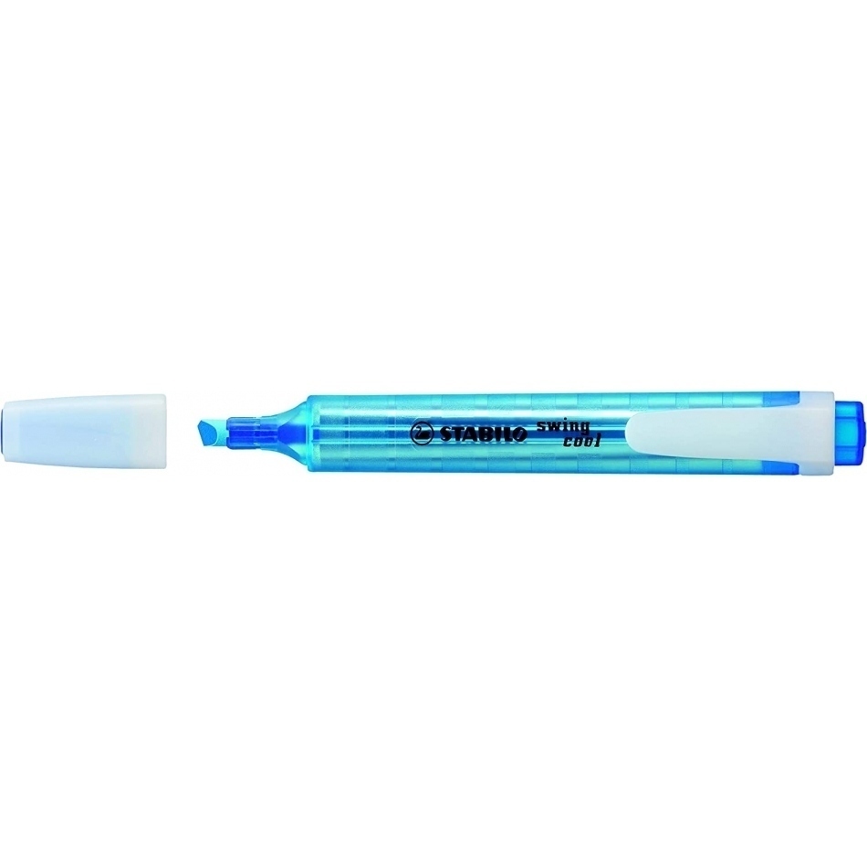 Stabilo Swing Cool Marcador Fluorescente - Cuerpo Plano - Punta Biselada - Trazo entre 1 y 4mm - Tinta con Base de Agua - Antisecado - Color Azul