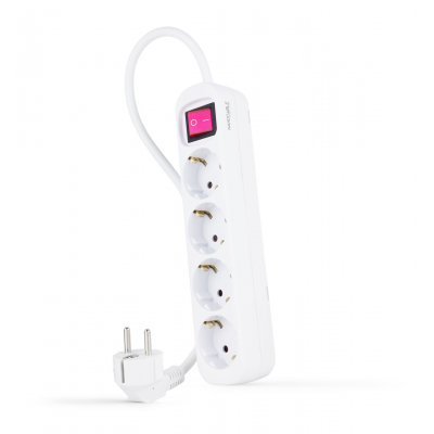 Nanocable Regleta de 4 tomas con interruptor, 1.4 m Blanca