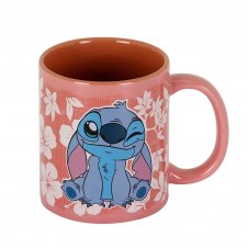 Taza karactermania disney stitch flores rosas