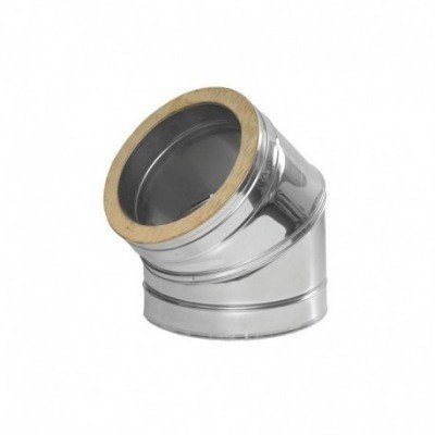 Codo chimenea 45º en acero inoxidable 316L Dinak DW de doble pared Ø100 mm