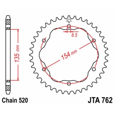 Corona JT SPROCKETS aluminio ultraligera 762 - Paso 520 JTA762.38