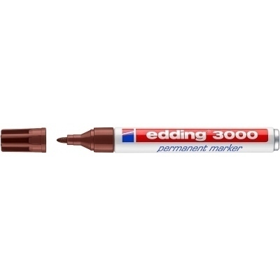 Edding 3000 Rotulador Permanente - Punta Redonda de 1.5mm - Trazo entre 1.5 y 3mm - Recargable - Secado Rapido - Color Marron