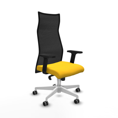 Albacete malla sincro malla negra similpiel amarillo brazos 2D base blanca ruedas 65mm engomadas