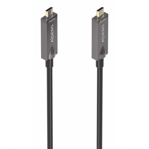 AISENS - CABLE USB 3.1 GEN2 10GBPS AOC 4K@60HZ 3A 60W E-MARKER, TIPO USB-C/M-USB-C/M, NEGRO, 15M