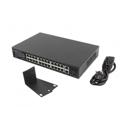 Switch lanberg 24 ptos 1gb poe+ - 2x sfp 2x gbit ethernet 250w rack 19