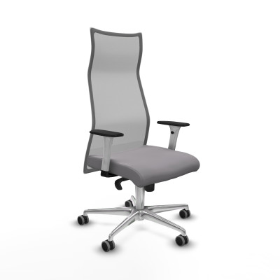 Albacete malla sincro malla gris similpiel gris brazos blancos base aluminio ruedas 65mm engomadas