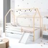 Cama-casita Montessori 90x200 cm madera con nido antracita · Sogni XL