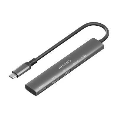AISENS - USB-C DOCK 5 EN 1, USB-C A 1xHDMI 2xUSB-A 1xUSB-C 1xUSB-C PD, GRIS, 15CM