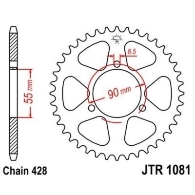Corona JT 1081 de acero con 46 dientes JTR1081.46