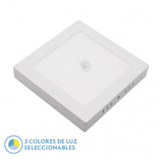 Downlight Superf. Onix 18w 3000k-4000k-6500k Blanco 1620lm Cuadrado C/sensor Movimiento Crepuscular 3x22x22cm