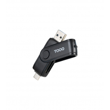 TooQ Lector de Tarjetas USB (USB-C 2.0 + USB A 3.0), SD/TF, Color Negro