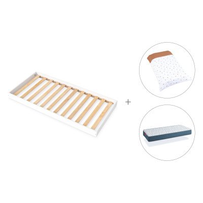 Cama Montessori 90x190 cm + colchón + textil Ariake · Bianca Uno
