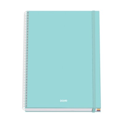 Dohe Serenity Cuaderno Espiral A4 100 Hojas Microperforadas Cuadricula 5mm - Tapa Dura Carton Forrado - Cierre de Goma - Bandas de Color - Color Verde