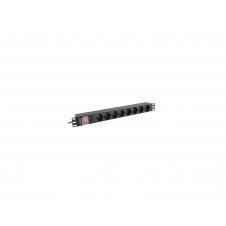 Lanberg PDU-08F-0200-BK unidad de distribución de energ?a (PDU) 8 salidas AC 1U Negro