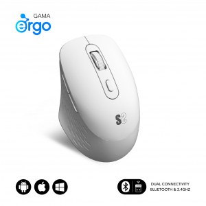 Ratón Subblim CURVE ERGO DUAL, inalámbrico, Bluetooth, a batería, blanco