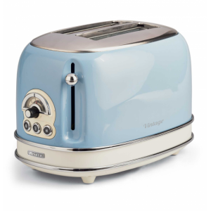 Tostador Ariete 155/15, 2 ranuras, corto, 810W, Vintage, azul