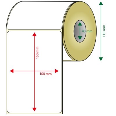 PACK DE 6 ROLLOS DE ETIQUETAS ADHESIVAS TERMICAS BLANCAS APPROX ANCHO 110mm TAMAÑO ETIQUETA 100x150mm 400u POR ROLLO