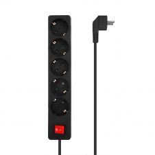 AISENS Base Multiple 5 Tomas con Interruptor con Cable 3Í?1.5mm2, Negro, 1.4 m