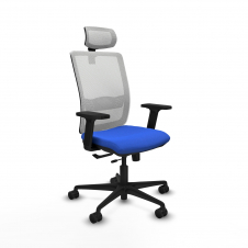 Piqueras y Crespo Haches traslack malla blanca bali azul brazos 2D base nailon cabecero malla 2D ruedas 65mm nailon