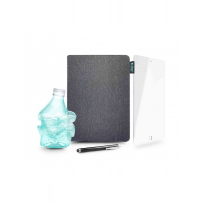 Urban Factory Greenee Pack Funda, Lapiz y Cristal Templado para Ipad - 7ª, 8ª y 9ª Generacion - 10.2 - Ecologico - Color Gris