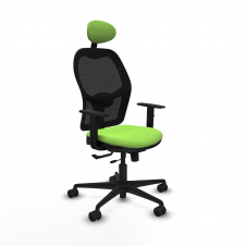 Piqueras y Crespo Jorquera traslack malla negra bali pistacho brazos 1D base nailon cabecero fijo ruedas 65mm nailon