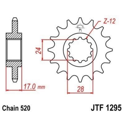 Piñón JT 1295 de acero con 13 dientes JTF1295.13