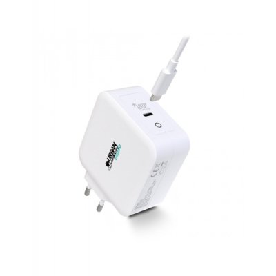 Urban Factory Cyclee Cargador de Pared USB-C GaN de 100W - Diseño Ecologico - Cable USB-C/USB-C de 2m - Color Blanco