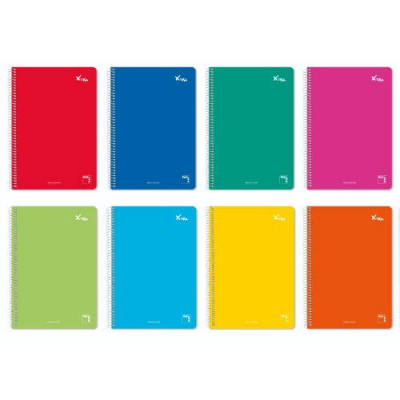CUADERNO ESPIRAL SERIE XTRA TAPA DURA 60 GRS. 4º (155X215MM.) 80 HOJAS HORIZONTAL CON MARGEN 8 COLORES SURTIDOS PACSA 16736 - Color no elegible