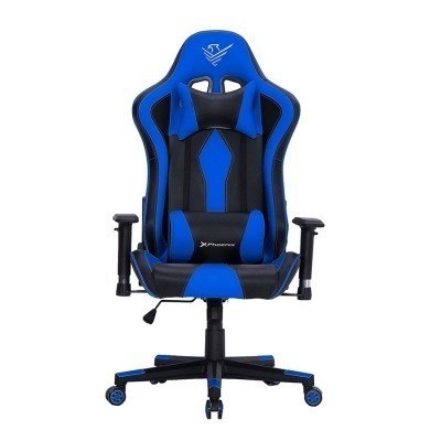 Silla gaming tournament cuero pu azul