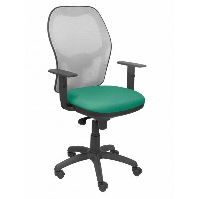 Silla Jorquera malla gris asiento bali verde esmeralda