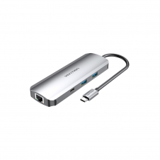 Vention Docking USB Tipo-C TOMHB/ 1xHDMI/ 2xUSB/ 1xUSB Tipo-C/ 1xUSB Tipo-C PD/ 1xRJ45/ 1xLector Tarjetas SD y MicroSD/ Jack 3.5/ Gris