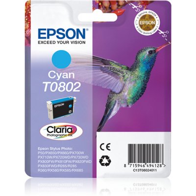Hummingbird Cartucho T0802 cian (etiqueta RF)