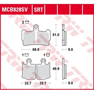 Pastillas de freno delanteras sinterizadas serie SRT TRW MCB828SRT