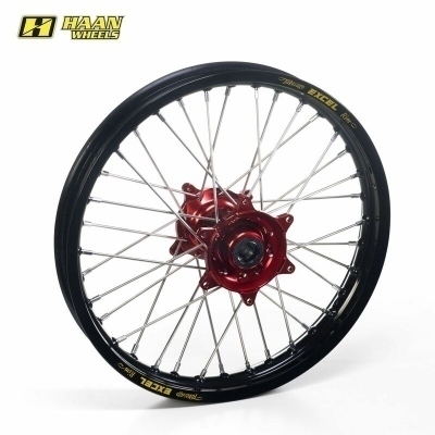 Rueda tubeless completa Haan Wheels 17-4.50 Aro negro buje rojo 116408/3/6/T