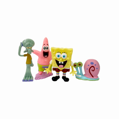 Comansi Set Familia Bob Esponja 4 Figuras - Coleccionable  - Bob Esponja, Calamardo, Patricio y Don Cangrejo