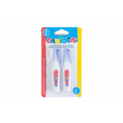 Carioca Pack de 2 Mini Boligrafos Correctores - Punta de Metal Resistente y Precisa - Apto para Todo Tipo de Papel - Secado Rapido - Color Blanco