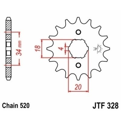 Piñón JT SPROCKETS acero estándar 328 - Paso 520 JTF328.13