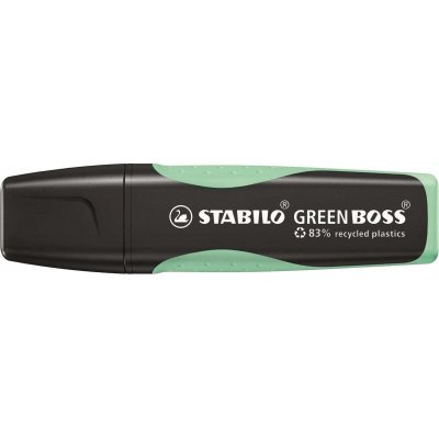 Stabilo Green Boss Pastel Marcador Fluorescente - Fabricado con un 83% de Plastico Reciclado - Trazo entre 2 y 5mm - Recargable - Color Pizca de Menta