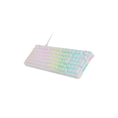 Mars Gaming MKPRO Teclado Completo Hibrido H-Mech - Switch SKN Amarillo - Disposicion Francesa AZERTY FR - Iluminacion RGB Chroma - 385x140x40mm - Color Blanco