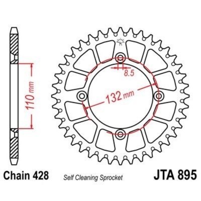 Corona JT 895 de aluminio con 47 dientes JTA895.47