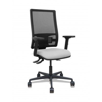 Silla Bormate asincro malla negra asiento bali gris claro brazos 2D ruedas 65mm