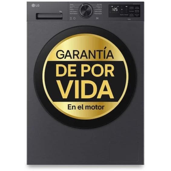 Lavadora LG F4X5009TSC, 9 kg, 1400 rpm, clase A-40%, platino
