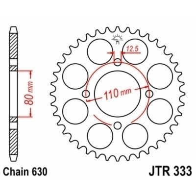 Corona JT SPROCKETS acero estándar 333 - Paso 630 JTR333.38